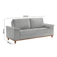 Sofá Ravena Veludo 03 Lugares D28 Meu Sofá Online B026 Veludo Prata - 2