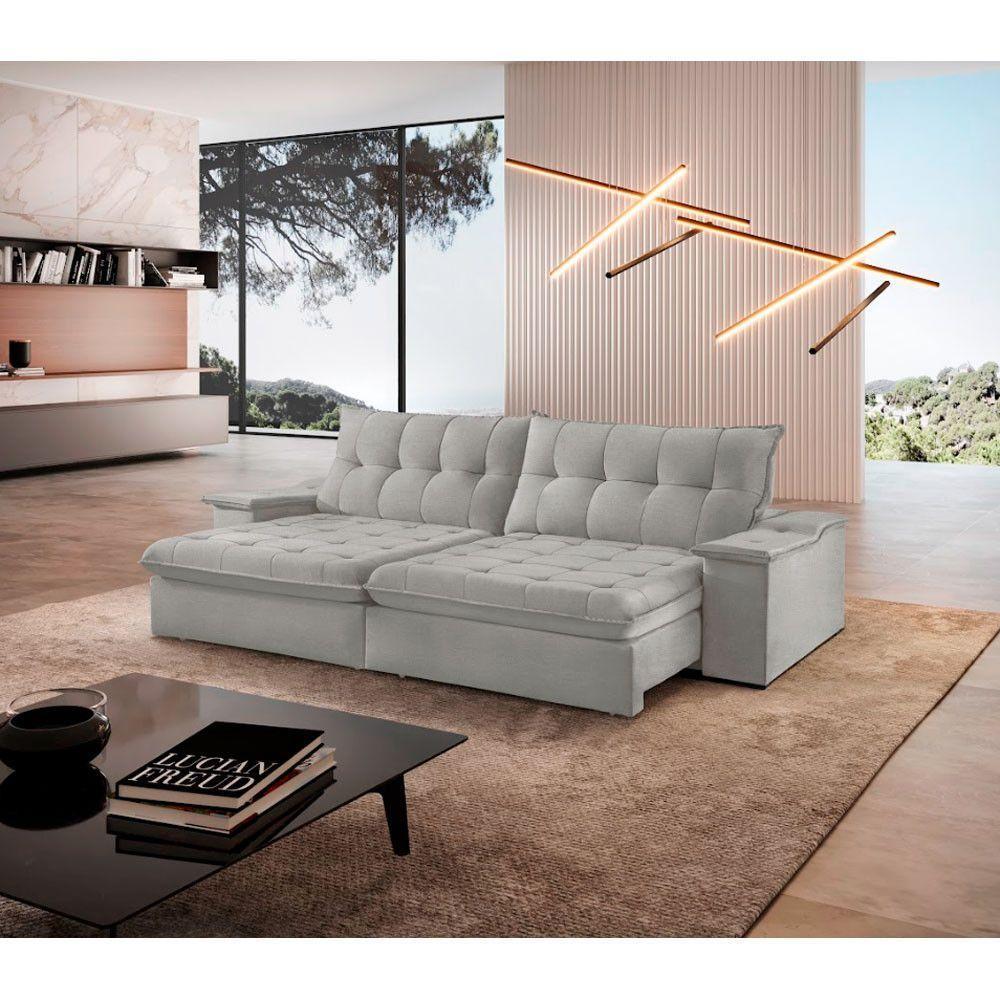 Sofá Lua Linho 02 Módulos 120 Cm B25cm Meu Sofá Online A230 Linho Cinza - 1