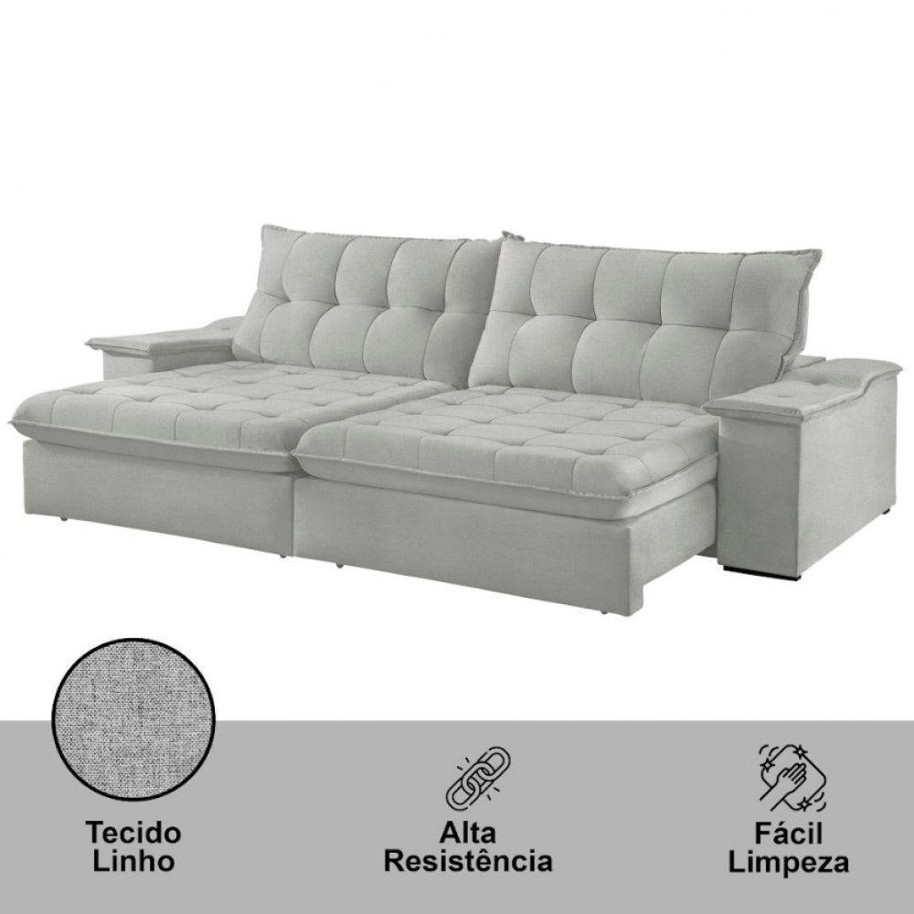 Sofá Lua Linho 02 Módulos 120 Cm B25cm Meu Sofá Online A230 Linho Cinza - 5