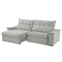 Sofá Lua Linho 02 Módulos 120 Cm B25cm Meu Sofá Online A230 Linho Cinza - 6