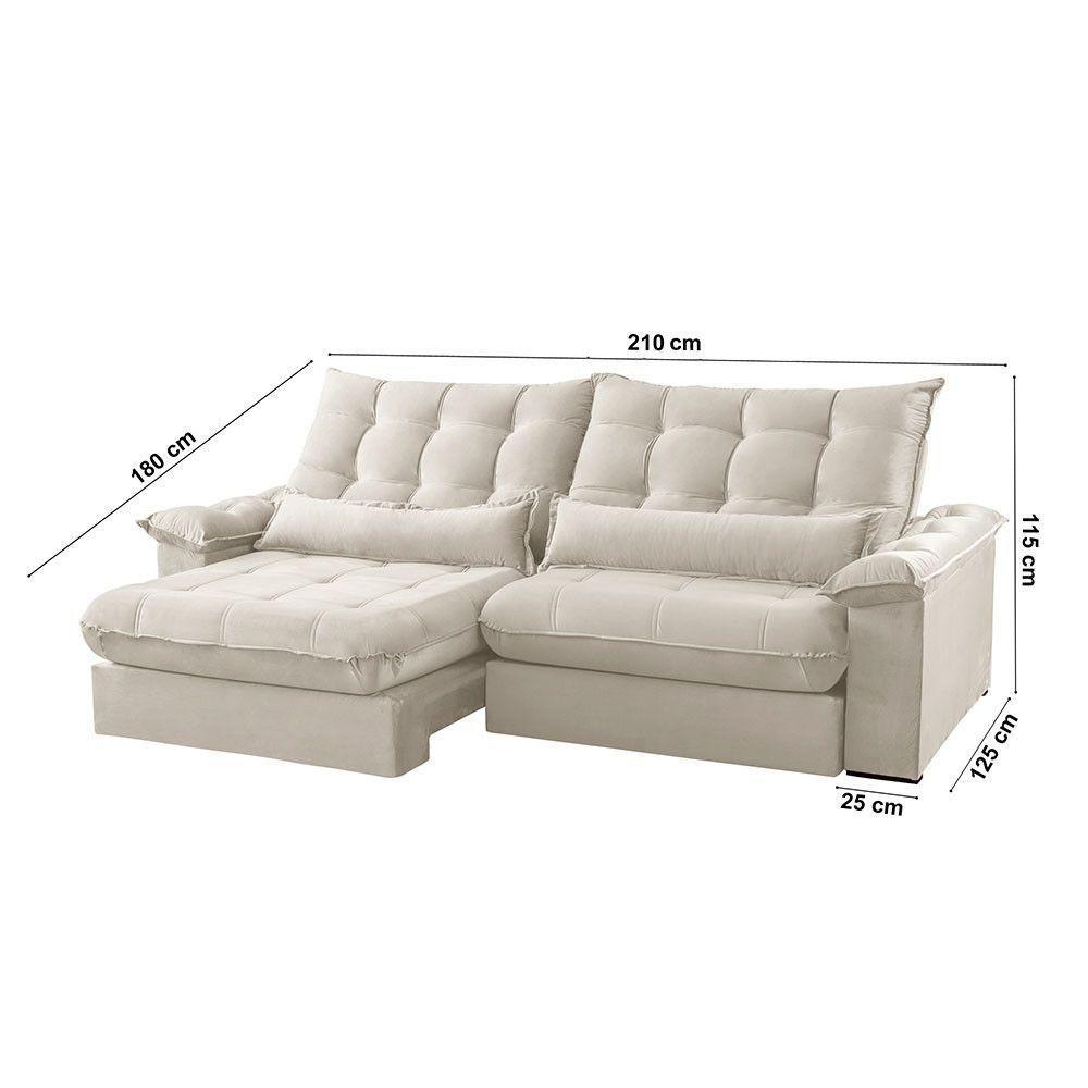 Sofá Classic Linho 02 Módulos 80 Cm B25 Meu Sofá Online A302 Linho Branco - 6