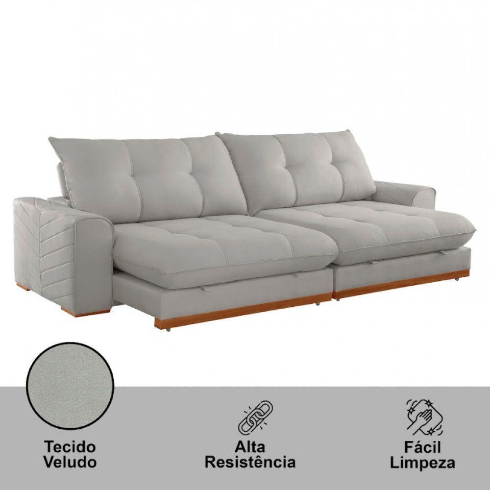 Sofá Argo Veludo 02 Módulos 80 Cm B25cm Meu Sofá Online B026 Veludo Prata - 4