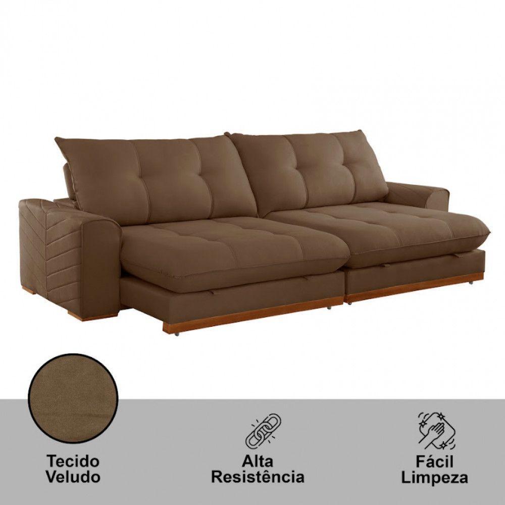 Sofá Argo Veludo 02 Módulos 80 Cm B25cm Meu Sofá Online B016 Veludo Marrom - 4