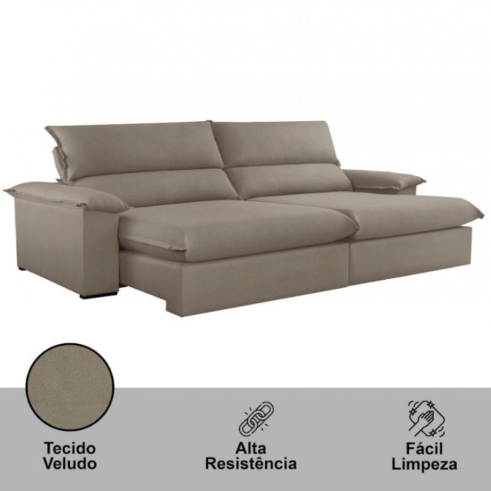Sofá Filadélfia Veludo 2 Módulos 120cm B25cm Meu Sofá Online B002 Veludo Capuccino - 4