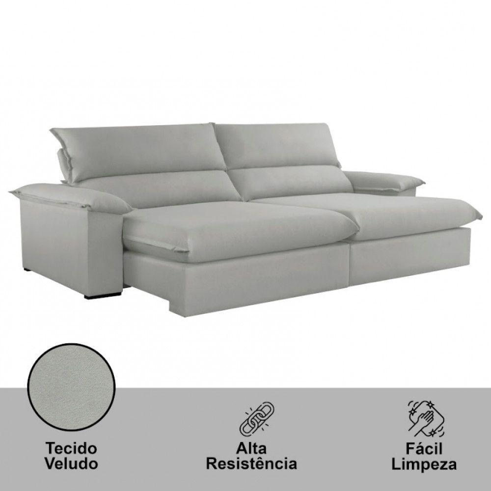 Sofá Filadélfia Veludo 02 Módulos 90cm B25cm Meu Sofá Online B026 Veludo Prata - 4