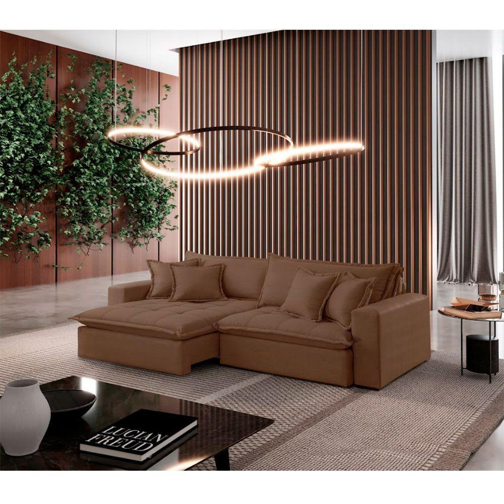 Sofá Zen Veludo 02 Módulos 100 Cm B25 Meu Sofá Online B016 Veludo Marrom - 1