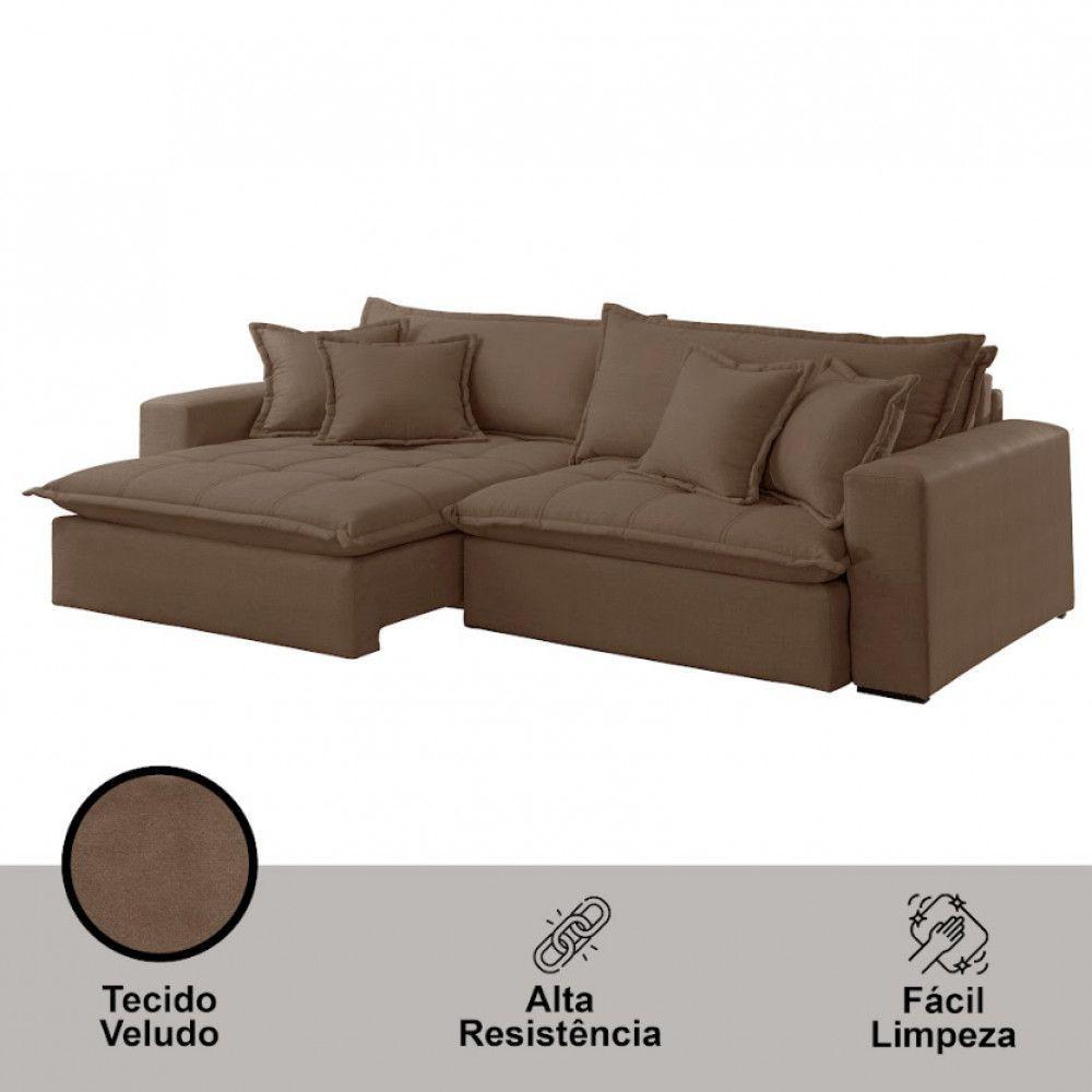 Sofá Zen Veludo 02 Módulos 100 Cm B25 Meu Sofá Online B016 Veludo Marrom - 4