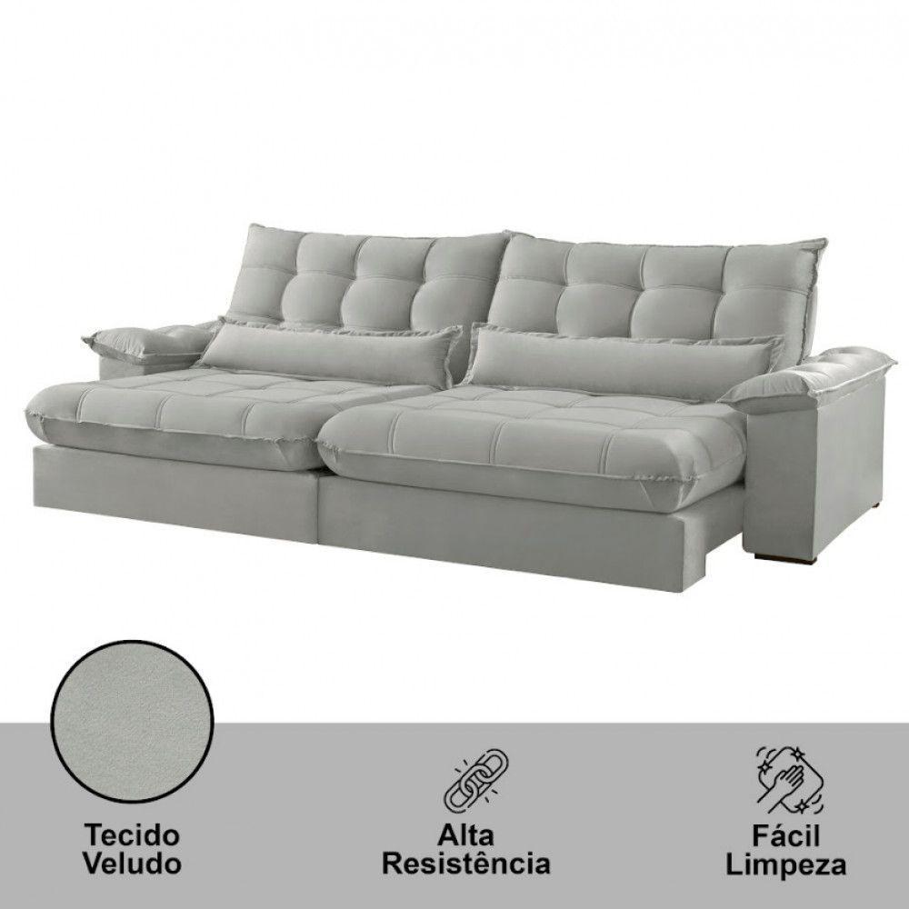 Sofá Classic Veludo 02 Módulos 90 Cm B25 Cm Meu Sofá Online B026 Veludo Prata - 4