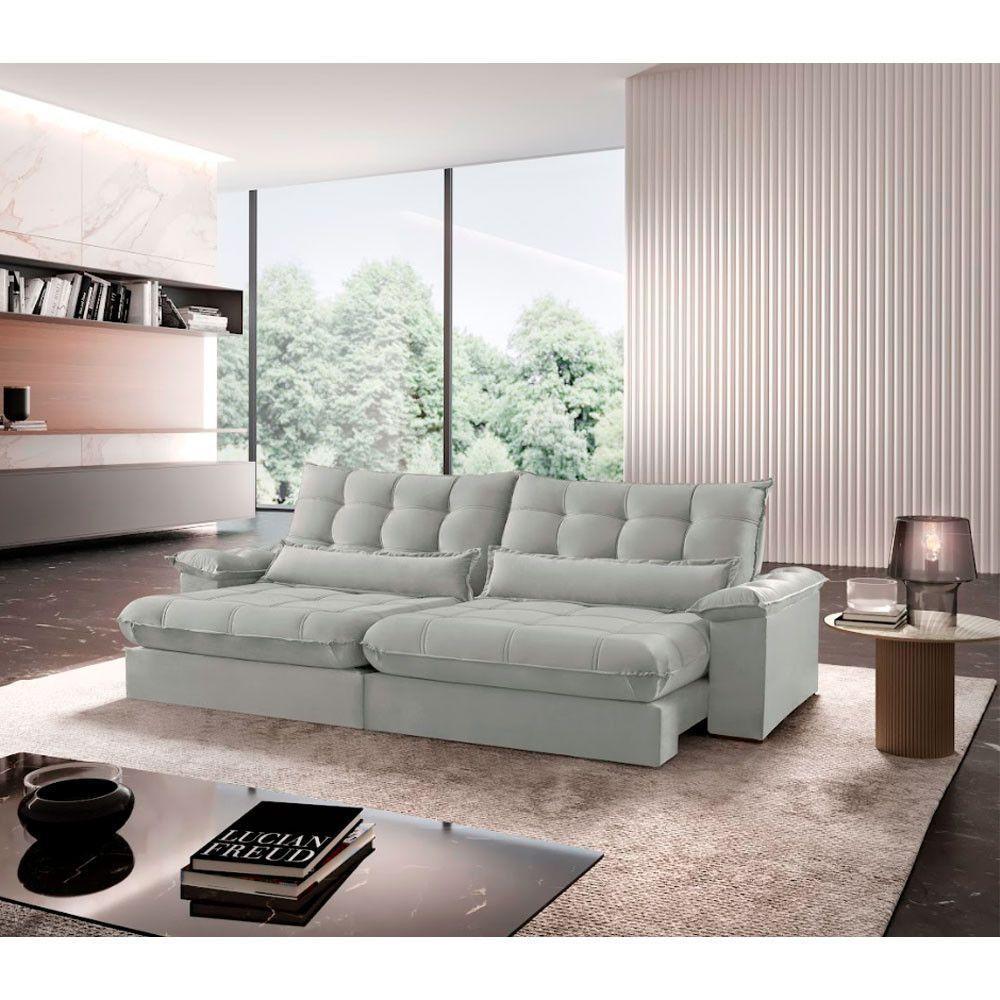 Sofá Classic Veludo 02 Módulos 80 Cm B25 Meu Sofá Online B026 Veludo Prata - 1