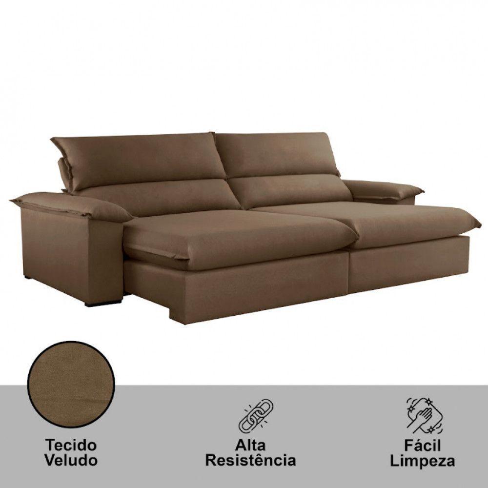 Sofá Filadélfia Veludo 02 Módulos 80cm B25cm Meu Sofá Online B016 Veludo Marrom - 4