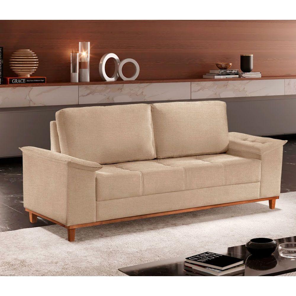 Sofá Ravena Linho 03 Lugares D28 Meu Sofá Online A226 Linho Bege - 1