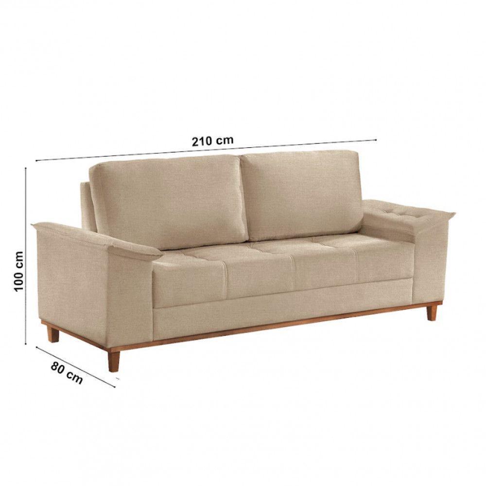 Sofá Ravena Linho 03 Lugares D28 Meu Sofá Online A226 Linho Bege - 3