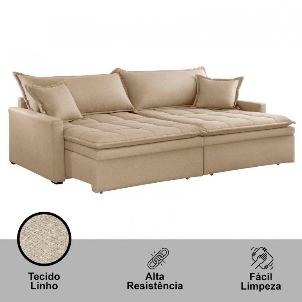 Sofá Elegance Linho 02 Módulos 120 Cm B25 Cm Meu Sofá Online A226 Linho Bege - 3
