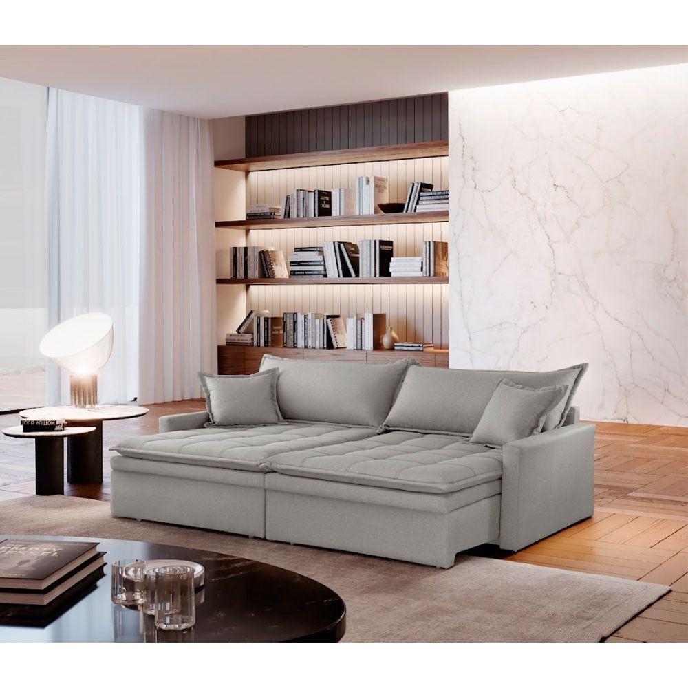 Sofá Elegance Linho 02 Módulos 90 Cm B25 Cm Meu Sofá Online A230 Linho Cinza - 1