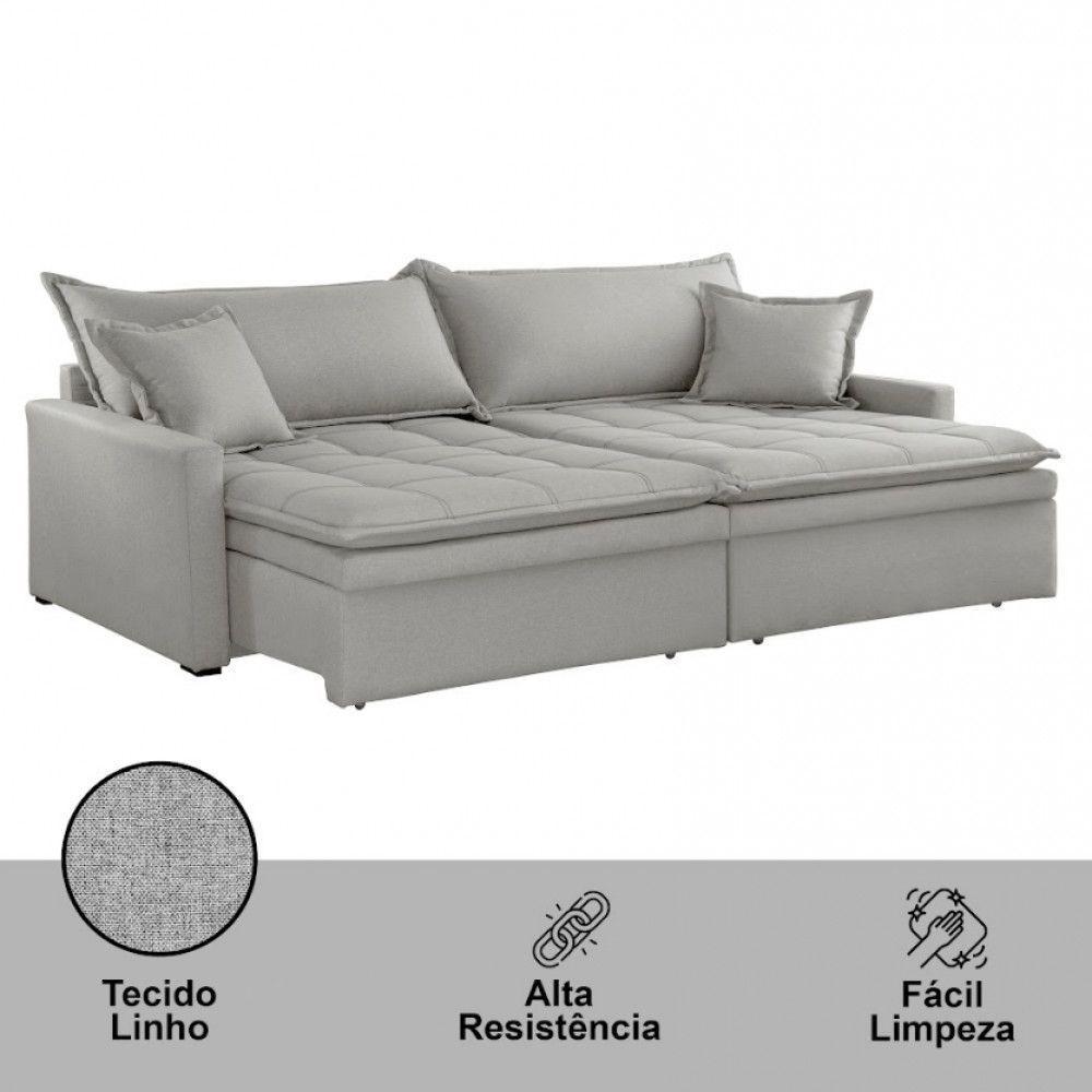Sofá Elegance Linho 02 Módulos 90 Cm B25 Cm Meu Sofá Online A230 Linho Cinza - 7