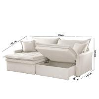 Sofá Elegance Linho 02 Módulos 90 Cm B25 Cm Meu Sofá Online A302 Linho Branco