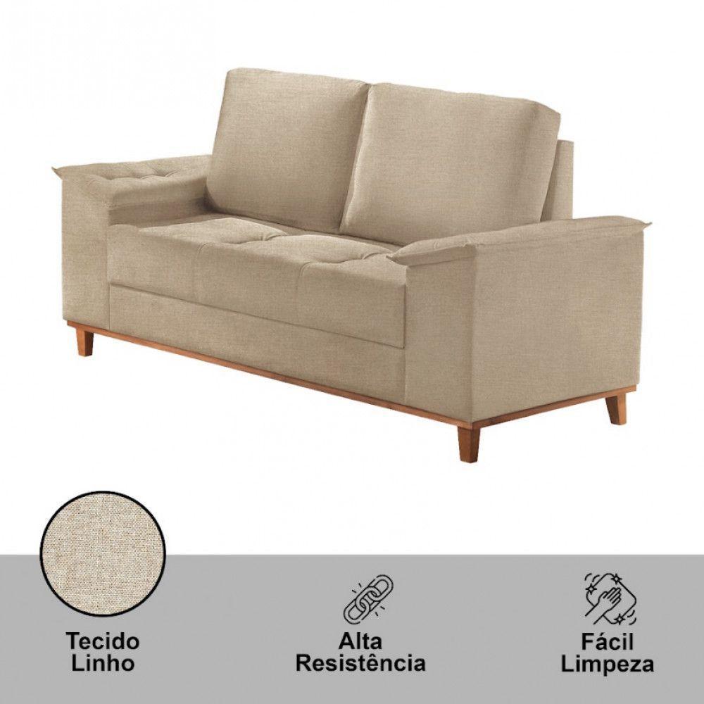 Sofá Ravena Linho 02 Lugares D28 Meu Sofá Online A226 Linho Bege - 4