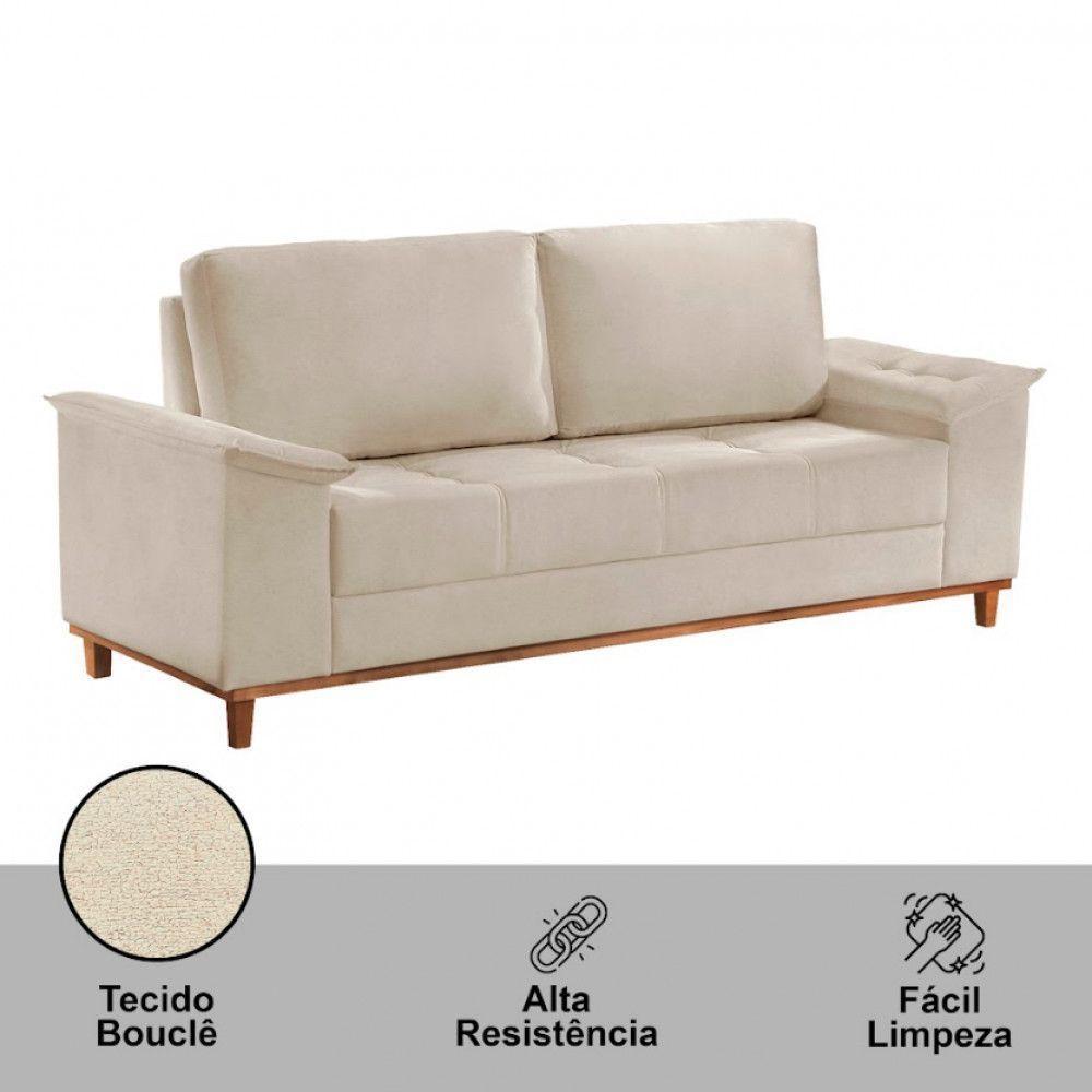 Sofá Ravena Linho 03 Lugares D28 Meu Sofá Online A294 Linho Creme - 4