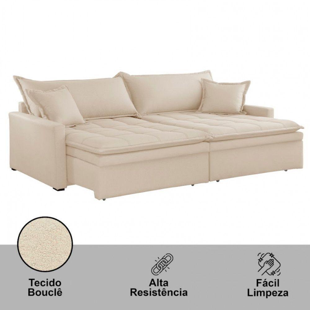 Sofá Elegance Linho 02 Módulos 90 Cm B25 Cm Meu Sofá Online A294 Linho Creme - 3