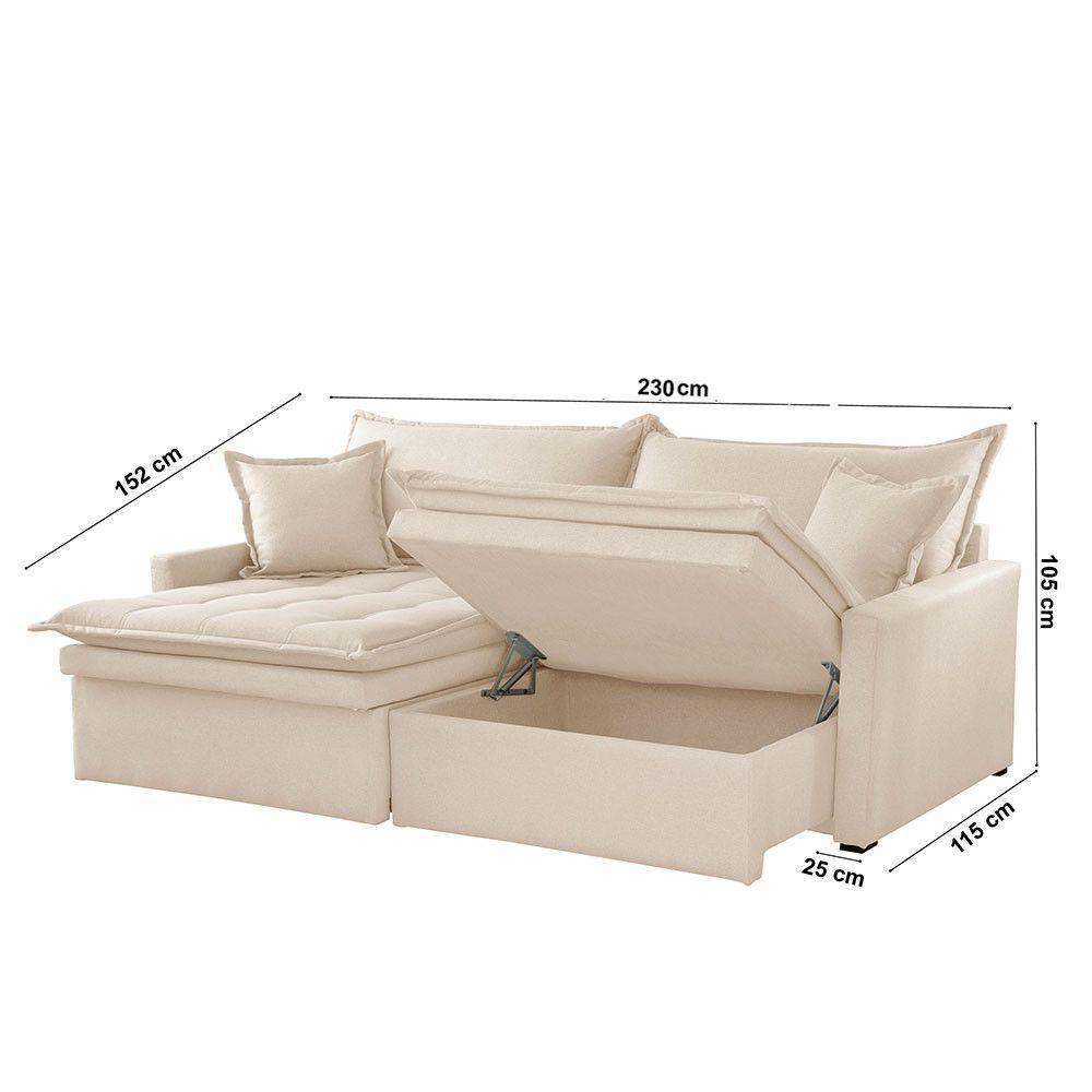 Sofá Elegance Linho 02 Módulos 90 Cm B25 Cm Meu Sofá Online A294 Linho Creme - 4