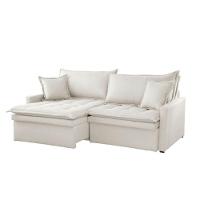 Sofá Elegance Linho 02 Módulos 120 Cm B25 Cm Meu Sofá Online A302 Linho Branco - 7