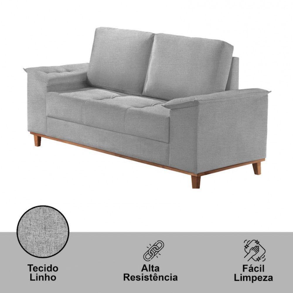 Sofá Ravena Linho 02 Lugares D28 Meu Sofá Online A230 Linho Cinza - 2