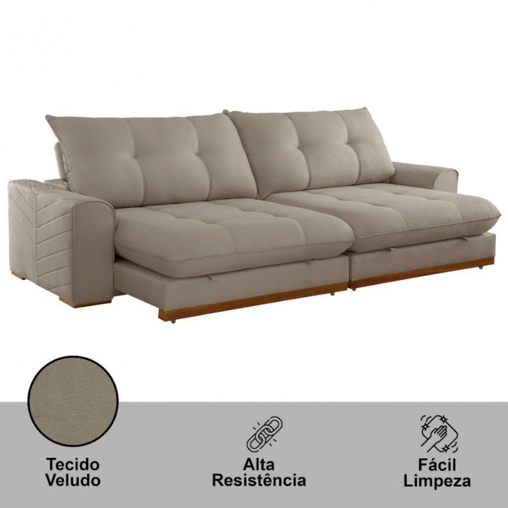 Sofá Argo Veludo 02 Módulos 90 Cm B25cm Meu Sofá Online B002 Veludo Capuccino - 4