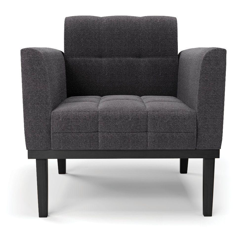 Poltrona Para Sala Base Madeira Fixa Preto Elisa Bouclê Grafite D03 - D'rossi - 3