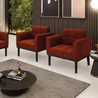 Poltrona Sala Base Madeira Fixa Pto Kit 2 Elisa Bouclê Terra D03 - D'rossi - 6