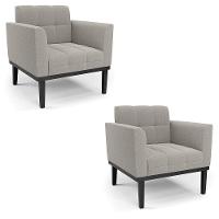 Poltrona Sala Base Madeira Fixa Pto Kit 2 Elisa Bouclê Cinza D03 - D'rossi - 1