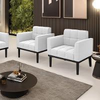 Poltrona Sala Base Madeira Fixa Pto Kit 2 Elisa Bouclê Off White D03 - D'rossi - 7