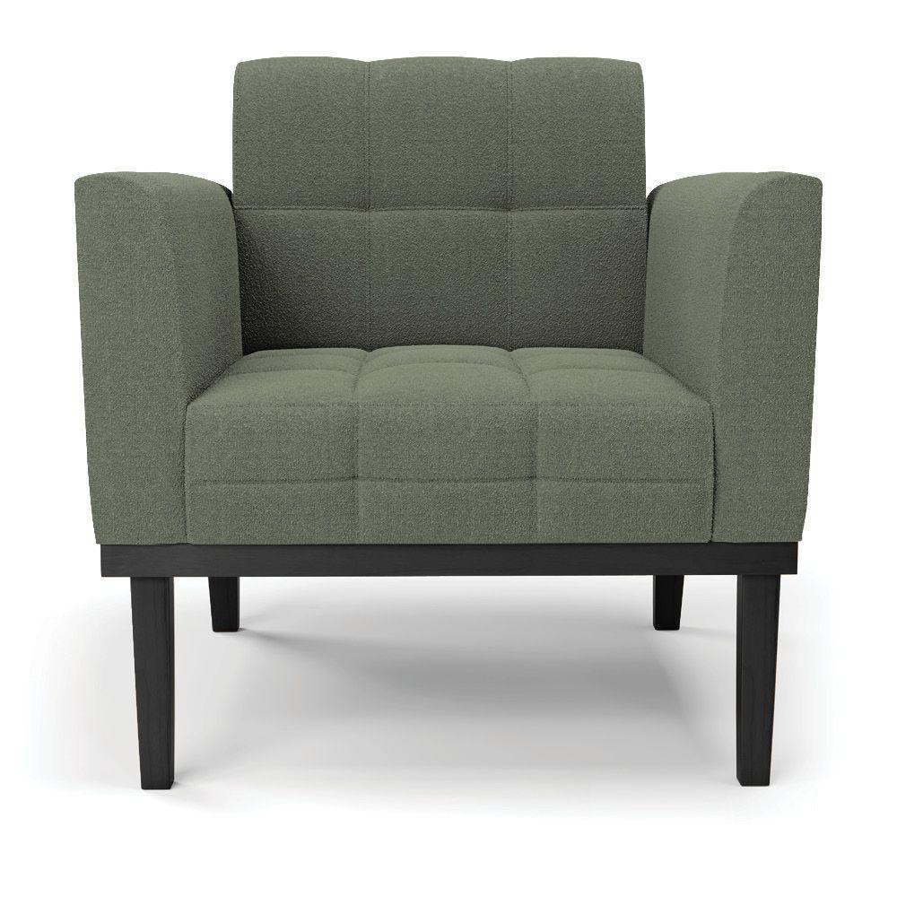 Poltrona Para Sala Base Madeira Fixa Preto Elisa Bouclê Menta D03 - D'rossi - 2