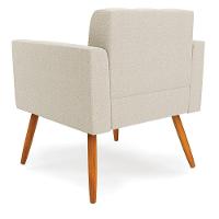 Poltrona Sala De Estar Pé Palito Castanho Elisa Bouclê D03 - D'rossi Cor Off White - 3