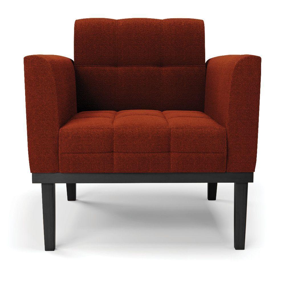 Poltrona Para Sala Base Madeira Fixa Preto Elisa Bouclê Terra D03 - D'rossi - 3