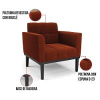 Poltrona Para Sala Base Madeira Fixa Preto Elisa Bouclê Terra D03 - D'rossi - 5