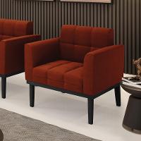 Poltrona Para Sala Base Madeira Fixa Preto Elisa Bouclê Terra D03 - D'rossi - 6