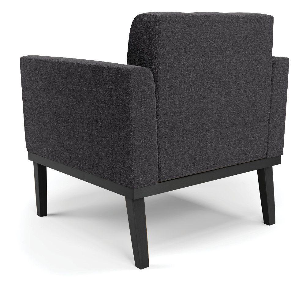 Poltrona Para Sala Base Madeira Fixa Preto Elisa Bouclê D03 - D'rossi Cor Grafite - 4