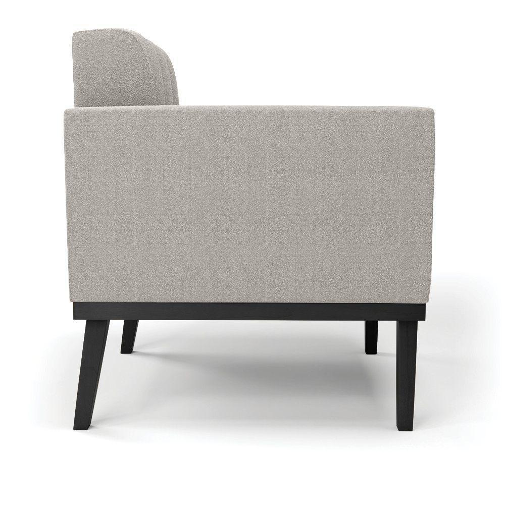 Poltrona Para Sala Base Madeira Fixa Preto Elisa Bouclê D03 - D'rossi Cor Cinza - 4