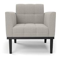 Poltrona Para Sala Base Madeira Fixa Preto Elisa Bouclê D03 - D'rossi Cor Cinza - 2