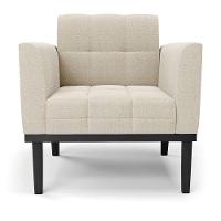 Poltrona Para Sala Base Madeira Fixa Preto Elisa Bouclê D03 - D'rossi Cor Bege - 3