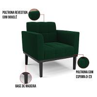 Poltrona Para Sala Base Madeira Fixa Preto Elisa Bouclê D03 - D'rossi Cor Verde - 5