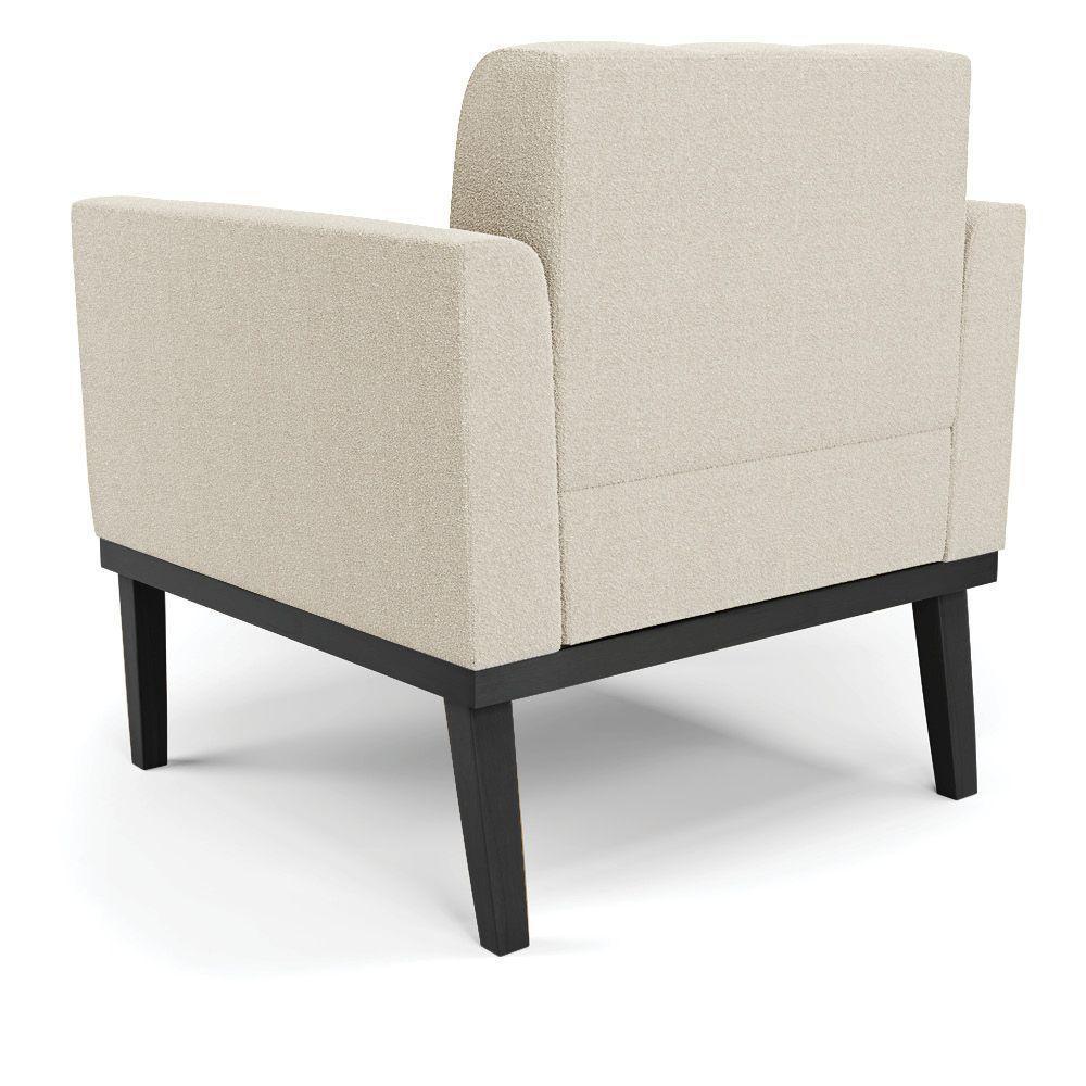 Poltrona Sala Base Madeira Fixa Pto Kit 2 Elisa Bouclê D03 - D'rossi Cor Bege - 5