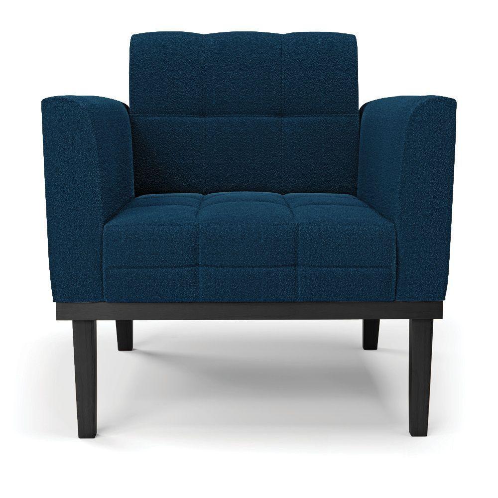 Poltrona Sala Base Madeira Fixa Pto Kit 2 Elisa Bouclê D03 - D'rossi Cor Azul - 4