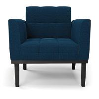 Poltrona Sala Base Madeira Fixa Pto Kit 2 Elisa Bouclê D03 - D'rossi Cor Azul