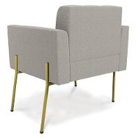 Poltrona Sala Estar Pé Ferro Dourado Kit 2 Elisa Bouclê Cinza D03 - D'rossi