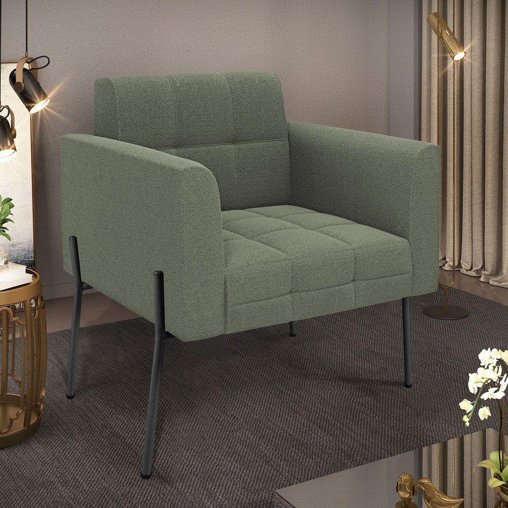 Poltrona Sala De Estar Pé De Ferro Preto Elisa Bouclê Menta D03 - D'rossi - 6