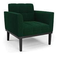 Poltrona Para Sala Base Madeira Fixa Preto Elisa Bouclê Verde D03 - D'rossi - 1