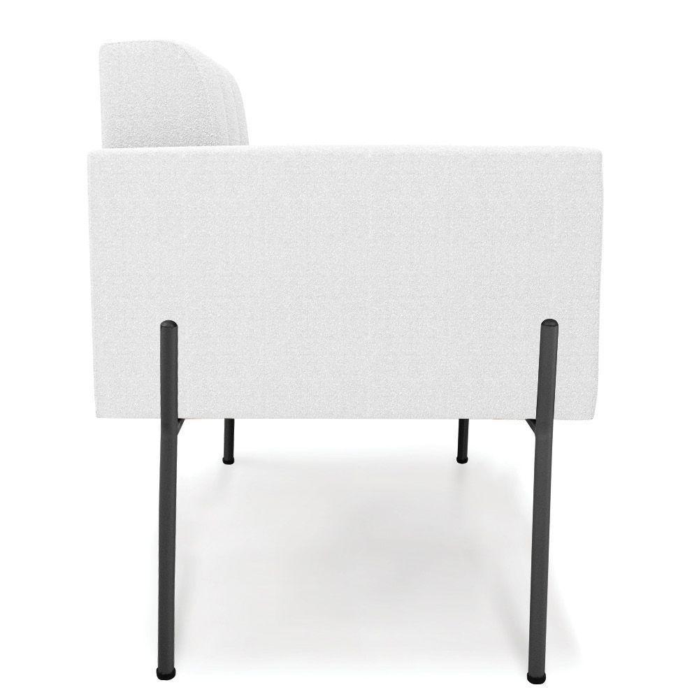 Poltrona Sala De Estar Pé De Ferro Preto Elisa Bouclê Off White D03 - D'rossi - 3