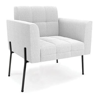 Poltrona Sala De Estar Pé De Ferro Preto Elisa Bouclê Off White D03 - D'rossi