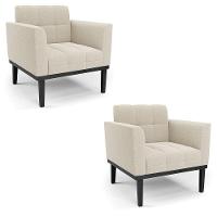 Poltrona Sala Base Madeira Fixa Pto Kit 2 Elisa Bouclê Bege D03 - D'rossi - 1